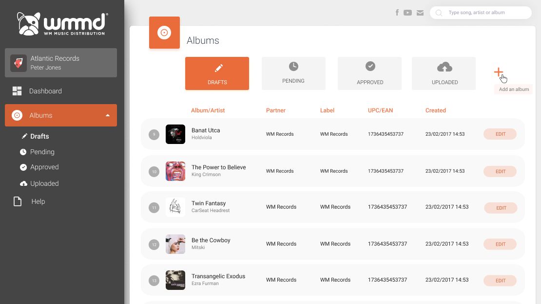 WM Music Distribution - Frontend Remix