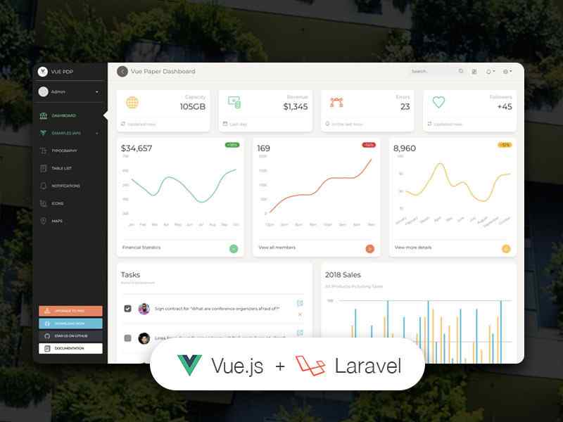 Vue Paper Dashboard for Laravel