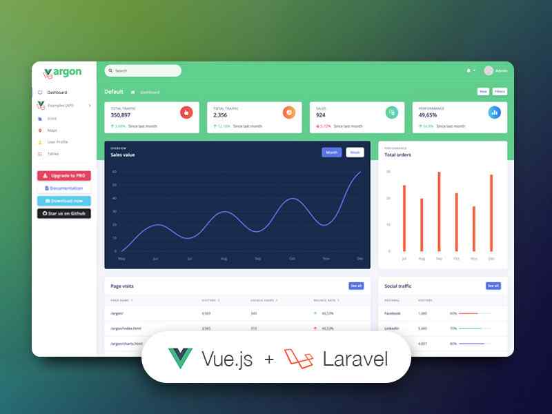 Vue Argon Dashboard for Laravel