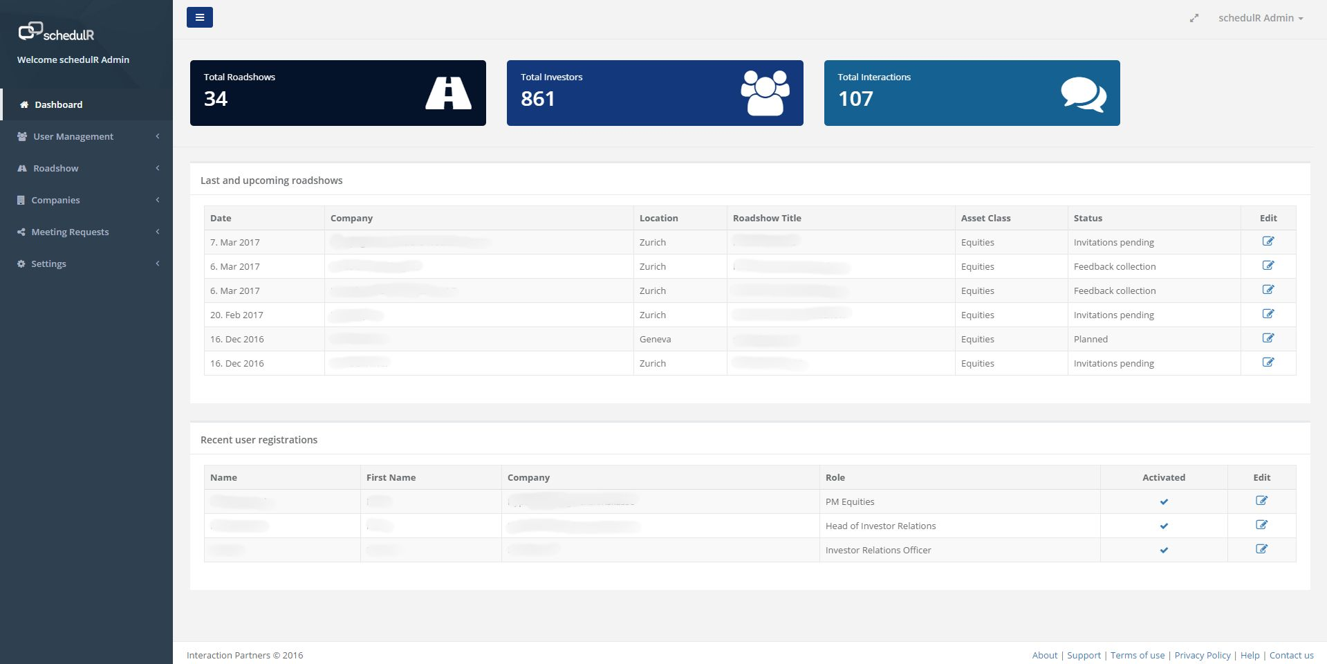 SchedulR Investor Events