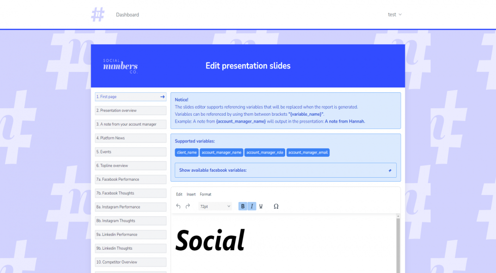 Melbourne Social Report Manager