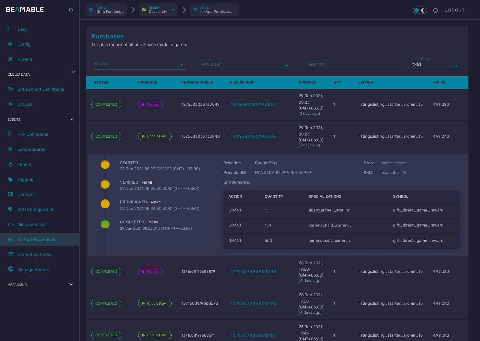Beamable Live Game Management