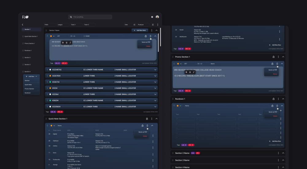 Font Lists Sports Game Announcements